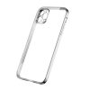 Apple iPhone 12 Pro Max Luxury Classic Square Frame Case Silver with Soft Thin Transparent Camera Protector High Quality