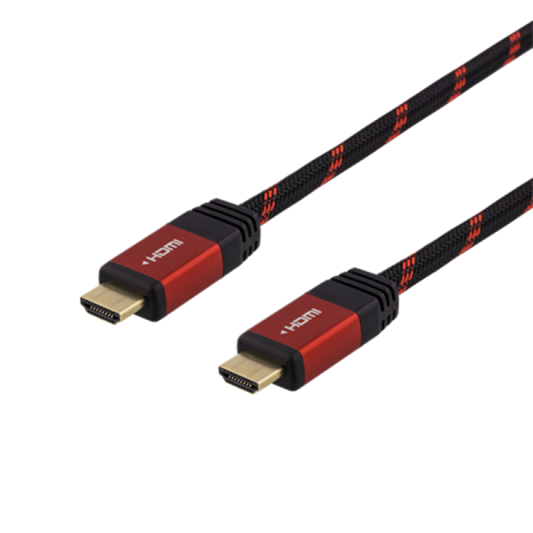 DELTACO GAMING HDMI-kabel, 3m, Ultra HD(3840x2160) i 60Hz, 18 Gbps ARC, HDCP 2.2, kompatibel med Nintendo Switch, tygbeklädd kabel, svart/röd