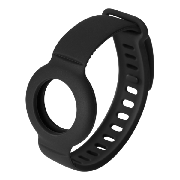 DELTACO silikonarmband för Apple AirTag, justerbar storlek, svart