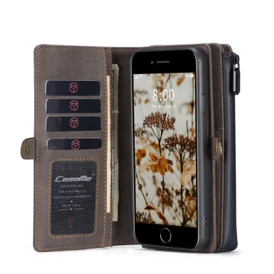 CASEME 2-i-1 XL Plånboksfodral + Avtagbart Skal för iPhone 7/8/SE - Brun