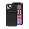 iPhone 15 Plus Mobilskal Silikon med Korthållare - Svart