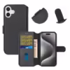 RV Genuine leather Wallet Case iPhone 16 Black - Bild 5