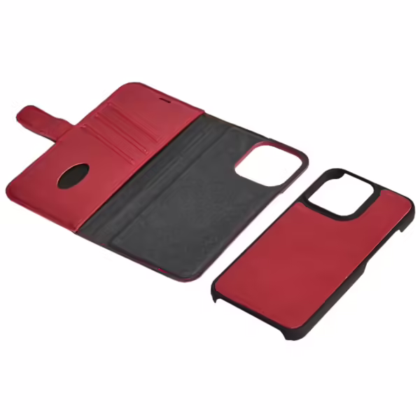 iPhone 13 leather waller detachable Red - Bild 2