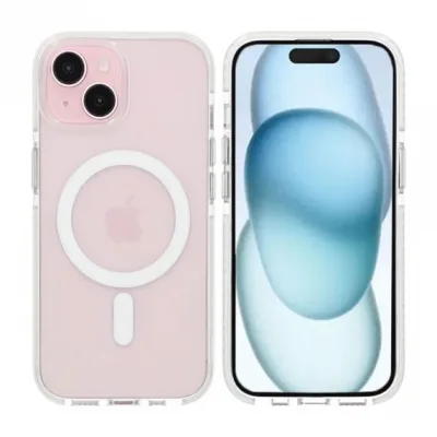 iPhone 15 Mobilskal Magnet Dubbelskydd - Vit