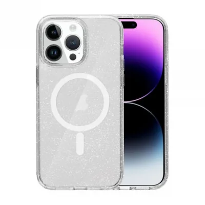 iPhone 14 Pro Max Mobilskal Glitter Magsafe - Transparent