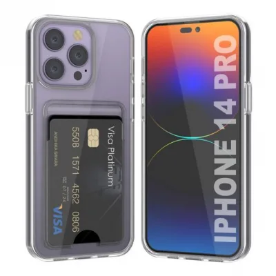 iPhone 14 Pro Mobilskal med Korthållare TPU Rvelon - Transparent