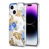 iPhone 15 Mobilskal MagSafe - Blommor Blå/Guld