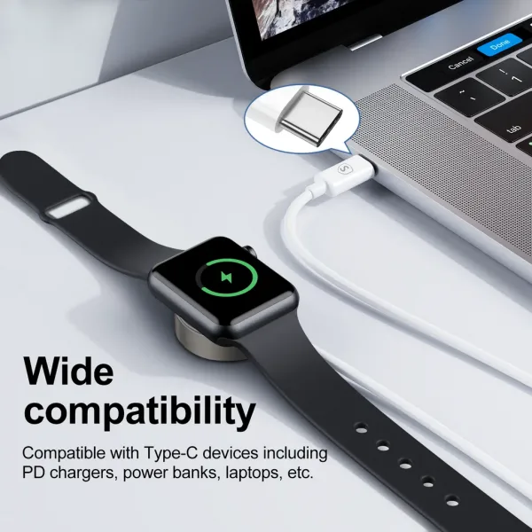 SiGN Magnetisk USB-C Laddare för Apple Watch, 2.5W, 1.2m - Vit - Bild 7