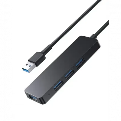 SiGN USB-A Hubb, 4xUSB-A 3.0 - Svart