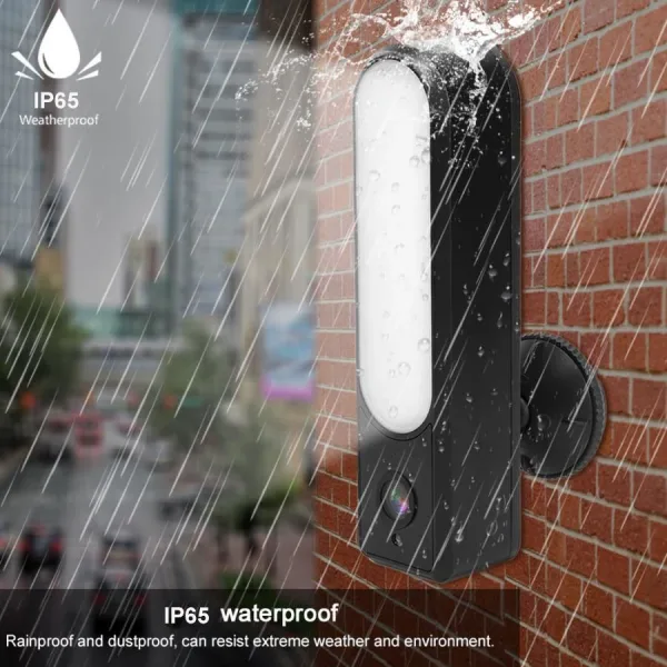 Wi-Fi Smart Home Camera Floodlight, 1080p, Tuya app, 2-vägs ljud, svart - Bild 3