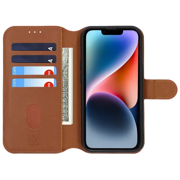 iPhone 13/14 Plånboksfodral Magnet Rvelon - Brun - Bild 2