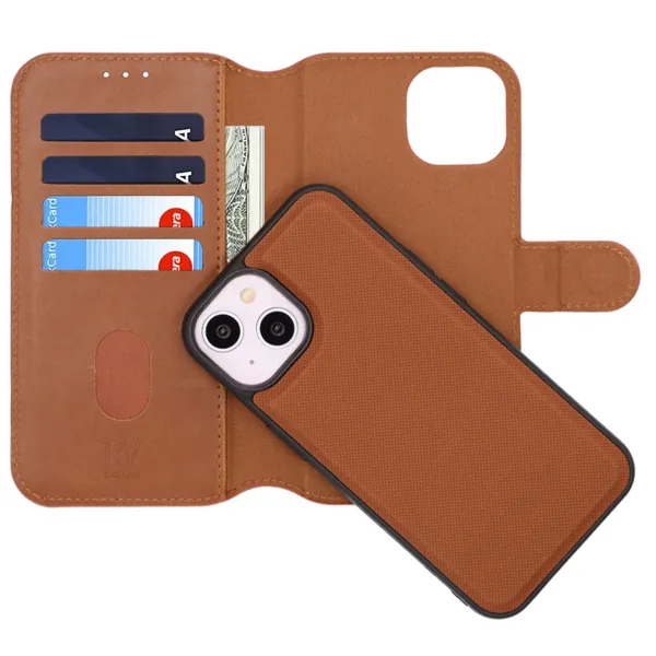 iPhone 13/14 Plånboksfodral Magnet Rvelon - Brun - Bild 3