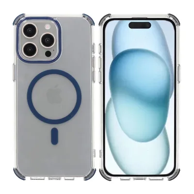 iPhone 15 Pro Max Rvelon Mobilskal Magnet med Kantskydd - Blå