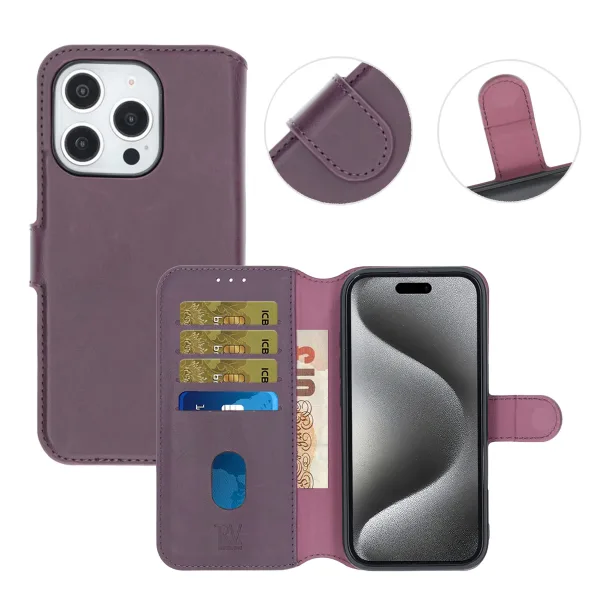 iPhone 16 Pro Plånboksfodral Magnet Rvelon - Lila - Bild 6
