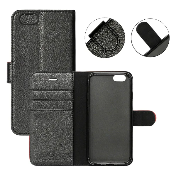 iPhone 6/6S Plånboksfodral Läder med Stativ - Svart - Bild 5